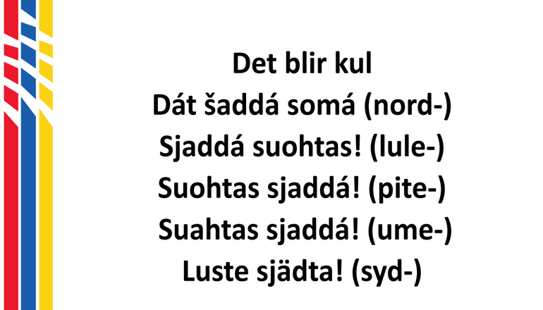 Text Det blir kul på flera samiska språk